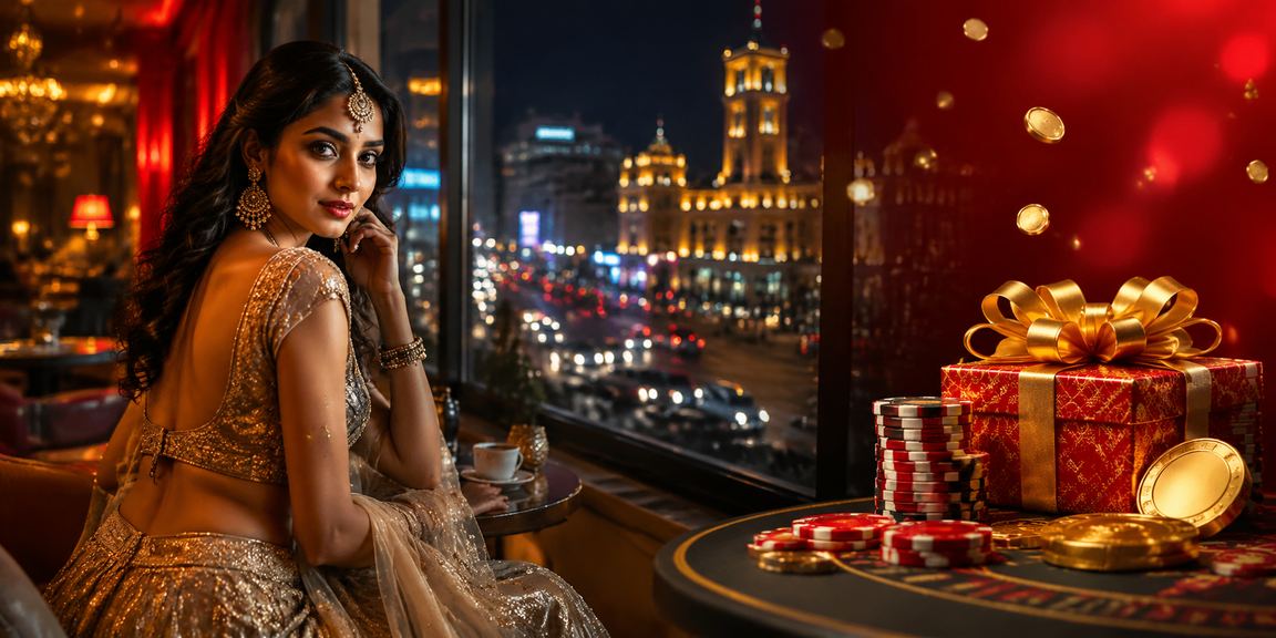 Dealer hosting live baccarat game with cards and chips